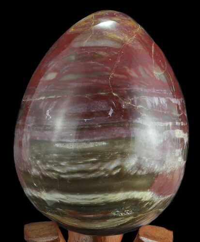 Polished Petrified Wood Egg - Rich Red Color #55089